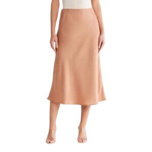 EXPRESS TAN MIDI BIAS CUT MIDI SKIRT SIZE M